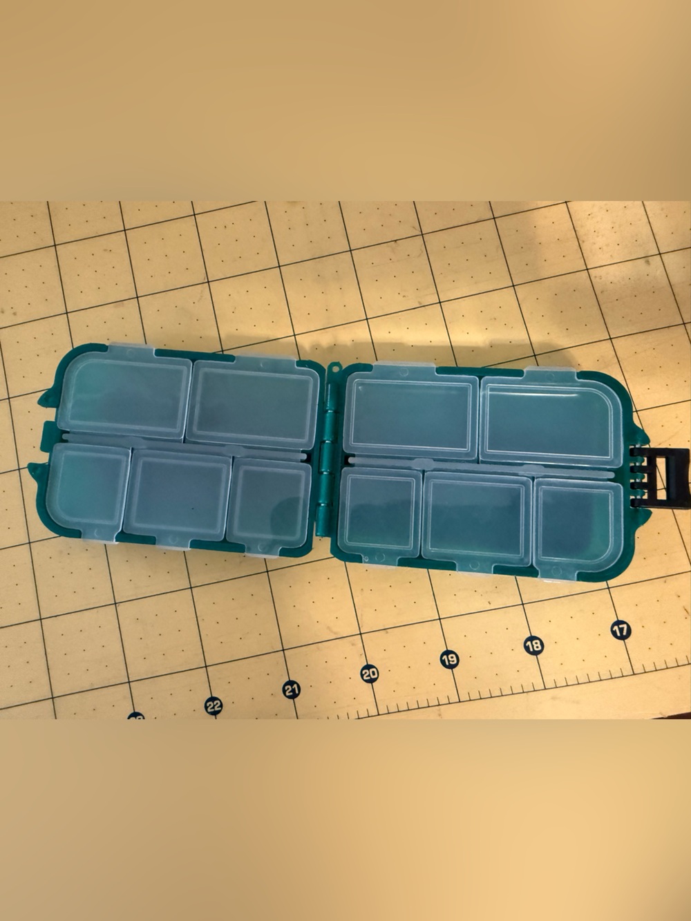 Green Pill Organizer with clear Lids